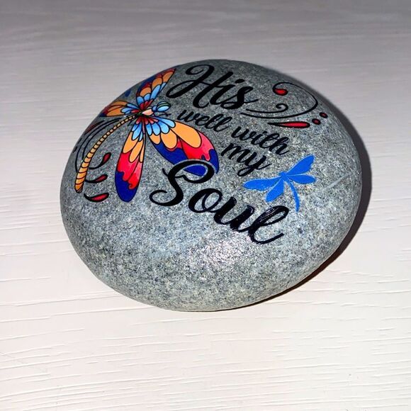 Handmade Decorative Stone with Colorful Butterfly Design - Picture 3 of 6